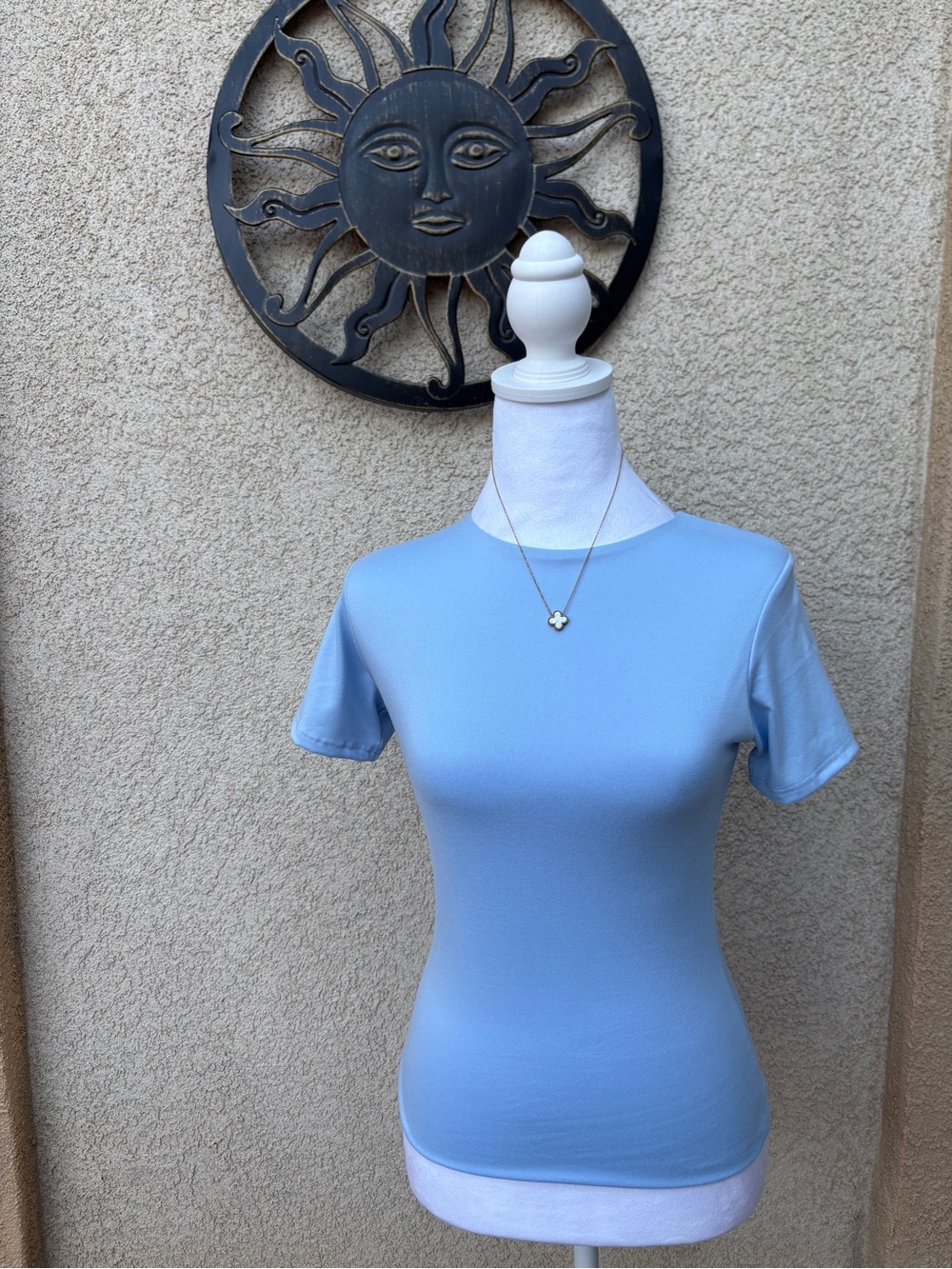 Baby Blue Buttery Soft Crewneck Short Sleeve Top Basics Everyday Casual